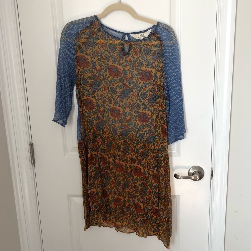 Label Ritu Kumar  semi sheer floral boho tunic/mini dress size 2